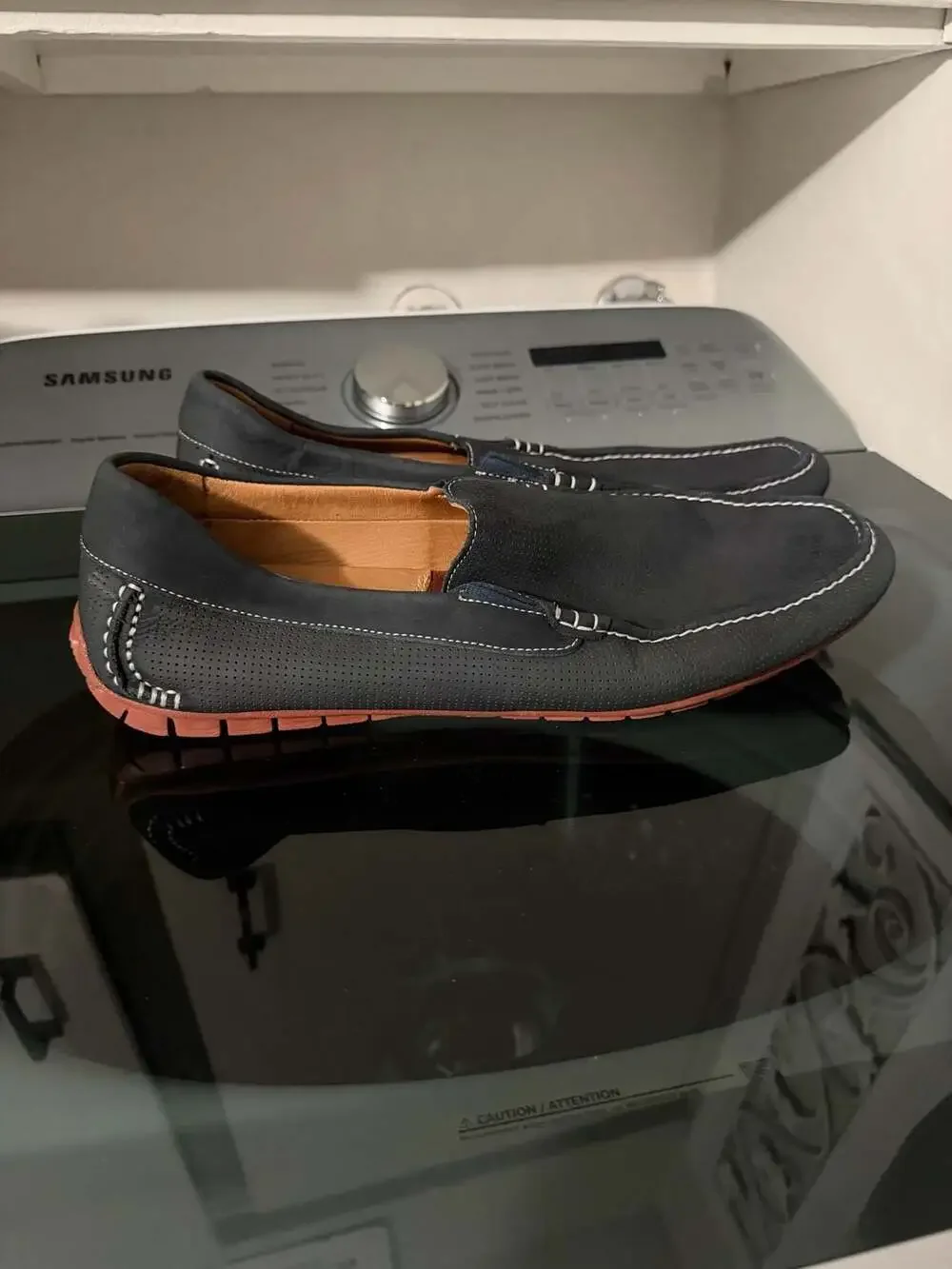 Johnson & Murphy Venetian Black Suede Whipstitch Men's 14M Driving Shoe Loafer